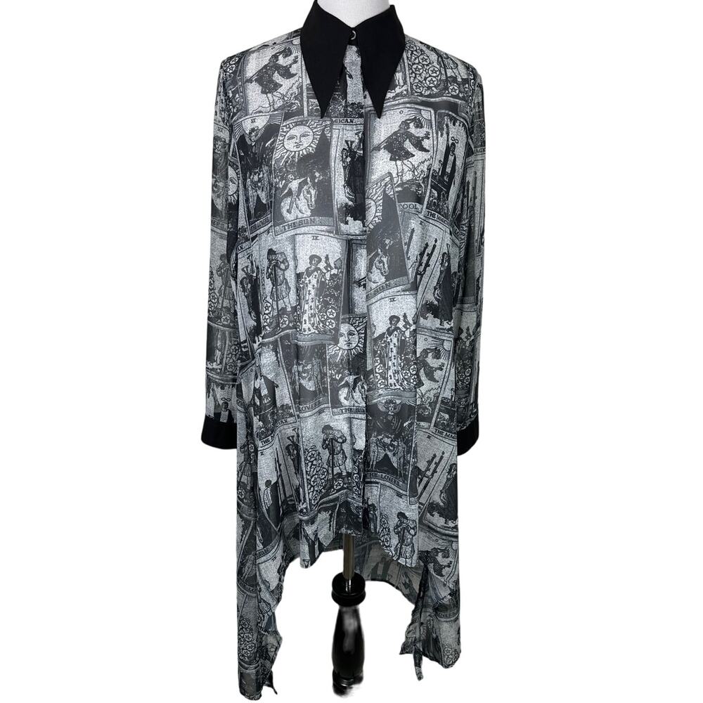 Killstar Black and White Tarot Panel High-Low Shirt Dress